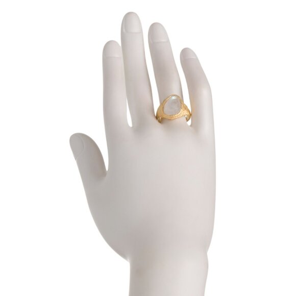 SHAANTI JEWELS  India 14kt Gold Plated Sterling Silver Moonstone Ring - Picture 2 of 2